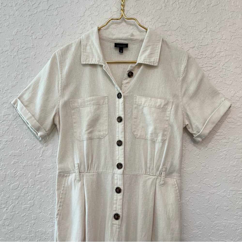 Who What Wear Linen Blend Button Front Jumpsuit Size Small - Picture 2 of 12
